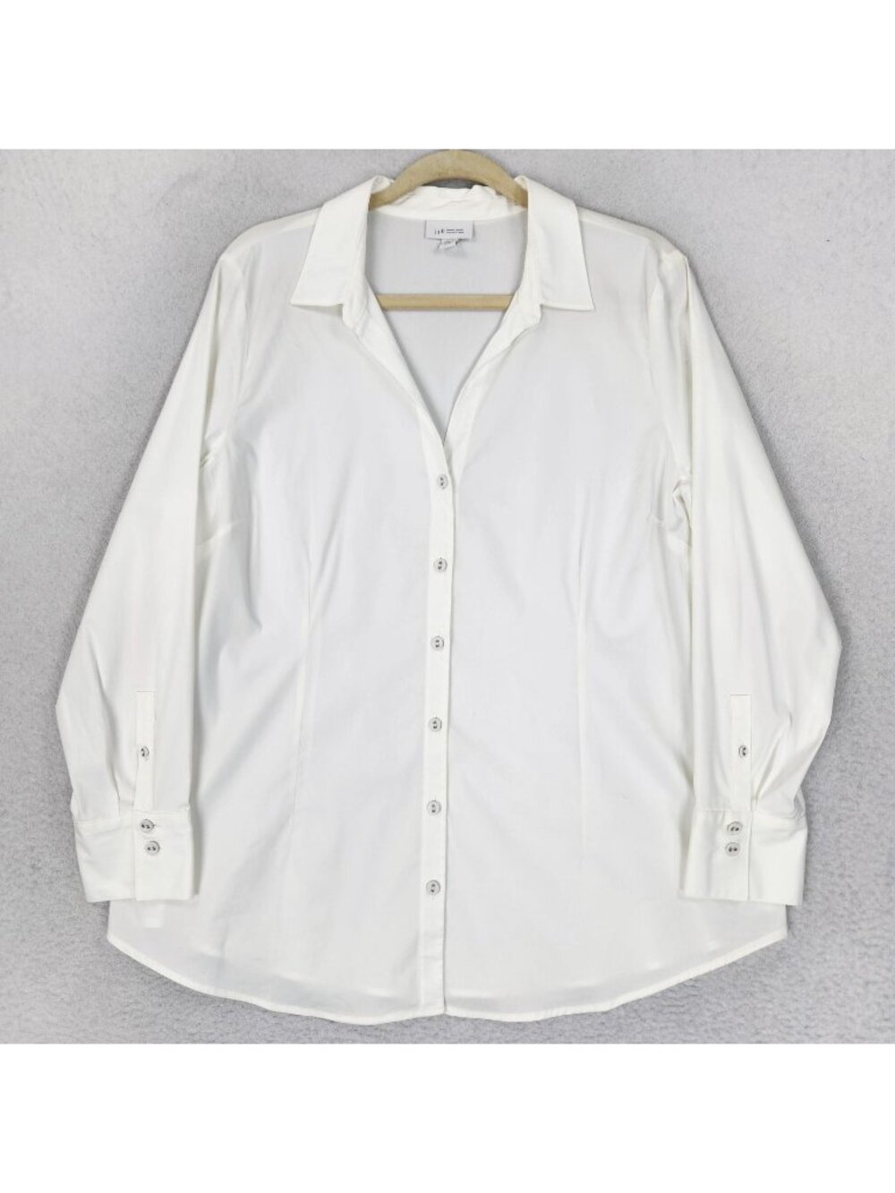 J Jill Shirt Womens Large Petite White Collection Button Front Cotton Blend Top